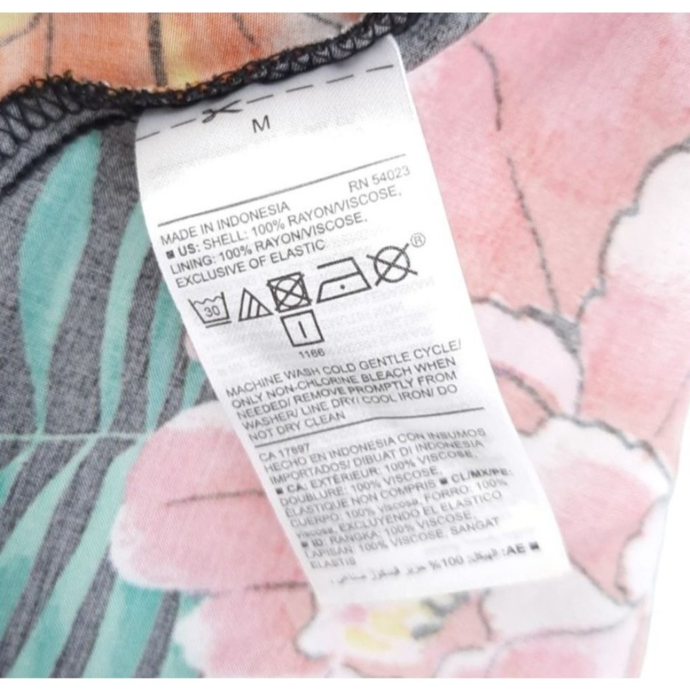 Old Navy The Cami Dress Black Floral Size M Tropical Summer Short Swing Rayon - Picture 10 of 11